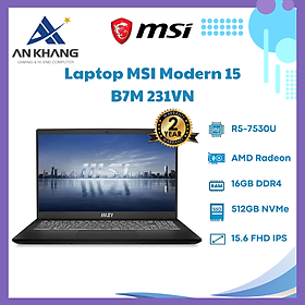 Hình ảnh Laptop MSI Modern 15 B7M 231VN | CPU R5-7530U | RAM 16GB LPDDR4 | SSD 512GB PCIe | VGA Onboard | 15.6 FHD IPS | Win11 - Hàng Chính Hãng - Bảo Hành 24 Tháng Tại MSI Việt Nam