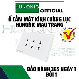 Mua Ổ Cắm Âm Tường 3 Chấu Full Kính Cường Lực Cao Cấp Hunonic Màu Trắng│Ổ cắm âm tường hình chữ nhật đồng bộ