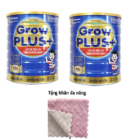 Combo 2 hộp Sữa Grow Plus xanh 1,5kg công thức FDI độc quyền của Nutifood Thụy Điển giúp trẻ biếng ăn tăng cân hiệu quả. Tặng khăn mặt mềm mịn cho bé.