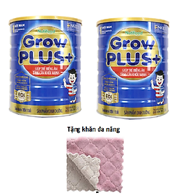 Combo 2 hộp  Sữa Grow Plus xanh 1,5kg công thức FDI độc quyền của Nutifood Thụy Điển giúp trẻ biếng ăn tăng cân hiệu quả. Tặng khăn mặt mềm mịn cho bé.