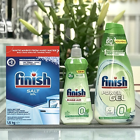 Combo Gel rửa bát finsih Eco 900ml + Nước làm bóng bát Finish Eco 400ml + Muối rửa bát chén 1,5kg