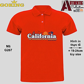 Carlifornia, mã G267. Áo thun polo cổ trụ cho nam nữ, form unisex. Áo phông hàng hiệu Goking, quà tặng cao cấp cho gia đình, cặp đôi, doanh nghiệp