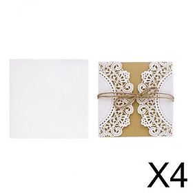 Hình ảnh 4x10 Sets Wedding Invitation Cards With Envelopes and Seals Paper White