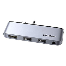 Ugreen UG80332CM349TK 4 trong 1 Sf go 1-2 màu xám bộ chuyển Usb type C ra 2 x usb A 3.0 hub + 4K HDMI + 3.5mm audio - HÀNG CHÍNH HÃNG