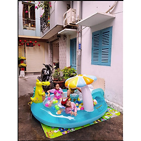 Mua Bể bơi phao cầu trượt cá sấu chúa có vòi phun mưa