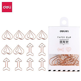 Ghim vòng kẹp giấy kim loại nhiều hình Deli - 1 set 12 chiếc - 55 / 56 / 57