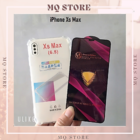 Ốp lưng và cường lực cho iPhone Xs Max - Loại trong suốt chống sốc 4 góc ( hàng chính hãng)