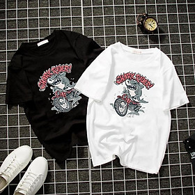 Áo thun Nam Nữ Không cổ CÁ MẬP ĐUA XE CIMT-0019 mẫu mới cực đẹp, có size bé cho trẻ em / áo thun Anime Manga Unisex Nam Nữ, áo phông thiết kế cổ tròn basic cộc tay thoáng mát