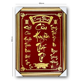 Mua Cửu Huyền Thất Tổ khắc nhũ kim sa - tranh kiếng thờ khung gỗ - cao 80cm ngang 59cm (sản phẩm thủ công)