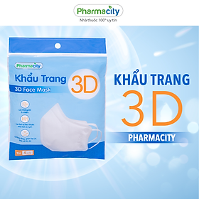 Khẩu trang y tế 3D Pharmacity màng lọc N95 lọc bụi mịn và vi khuẩn (Gói 5 cái)