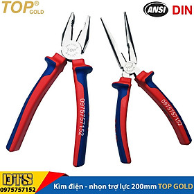 Bộ 2 kìm điện - nhọn trợ lực chuyên nghiệp TOP GOLD 200mm, thép Hi