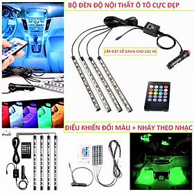 CÔNG NGHỆ MỚI VỚI 1 BỘ 4 THANH ĐÈN LED TRANG TRÍ XE MÁY VÀ ÔTÔ XE HƠI CÓ ĐIỀU KHIỂN TỪ XA NHÁY THEO NHẠC CỰC ĐẸP HÀNG CHUẨN