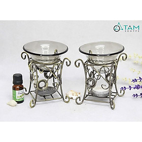 Đèn xông tinh dầu bằng nến Khung sắt vuông sóng ĐTDN-KS-05