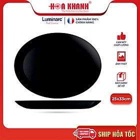 Mua Đĩa Thủy Tinh Oval Luminarc Diwali Đen 25x33CM - bộ 6 đĩa - P0866