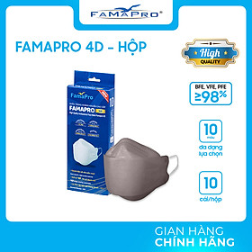 [HỘP - FAMAPRO 4D] - Khẩu trang y tế kháng khuẩn cao cấp Famapro 4D tiêu chuẩn KF94 (10 cái/ hộp)