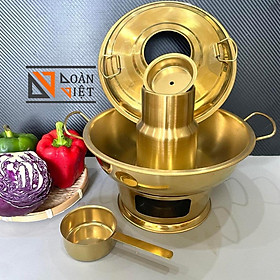 Mua Nồi Lẩu cù lao CỔ ĐIỂN sử dụng THAN hoặc CỒN INOX 304 màu Vàng sang trọng . Size 24cm/ 22cm INOX . Dụng cụ nấu bếp