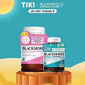 Combo tinh dầu hoa anh thảo hỗ trợ cân bằng nội tiết tố blackmores evening primrose oil lọ 190 viên và viên uống dầu cá bổ sung omega hỗ trợ cho tim, mắt và da blackmores double omega high strength lọ 90 viên