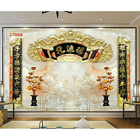 Mua Tranh 3D dán bàn thờ  phòng thờ KT  ngang 1.25m*0.8m có keo sẵn