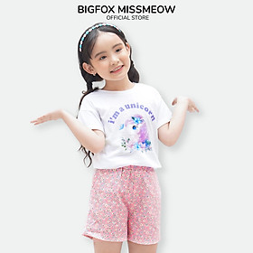 [TỪ 3-11 TUỔI (BF)] Bộ Quần Áo Bé Gái Bộ Cộc Tay Cho Bé Miss Meow Chất Cotton In Hình Unicorn, Size Đại - 95cm, 11 - 13kg (3) - Bộ BG Kỳ Lân Trắng