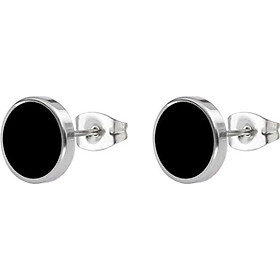 Bông Tai Nam Hình Tròn Đen Chất Liệu Thép Titan Không Rỉ TT 1322 - 1 Cặp