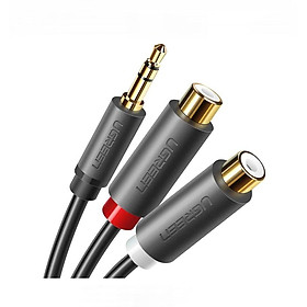 Dây chuyển đổi 3.5mm đực sang 2 đầu RCA cái dài 25CM màu đen UGREEN AV109