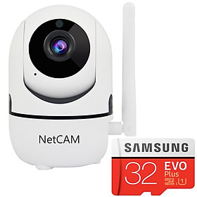 Camera IP Wi-fi NetCAM NR02 1080P Tặng Kèm Thẻ Nhớ Samsung 32GB/95MB - Hàng Chính Hãng