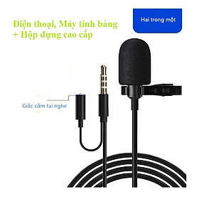 Mua Micro - Mic thu âm cài  kẹp áo kèm jack chia Audio+Hộp đựng cao cấp dùng cho Điện Thoại  Máy Tính Bảng  Mic Đa Hướng 360 °  Chất Lượng Cao  Giảm tiếng ồn   Livestream  Hát Karaoke  quay video  ghi âm  Vlog  Học Online  Zoom - Hàng chính hãng