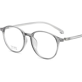 Gọng Kính Oval Trong Suốt Retro Phong Cách Hàn Quốc TR90 - Tặng Kèm Hộp Kính Thời Trang - Màu Xám Khói