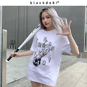 Áo thun nữ BLACKDOKI-Trendivision , áo thun form rộng tay lỡ unisex oversize , BLACKDOKI M8