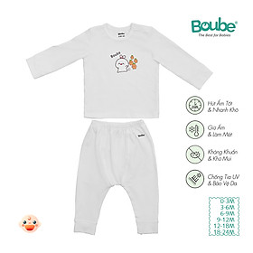 Bộ quần áo dài tay cúc bấm vai cho bé sơ sinh và trẻ nhỏ nhiều màu sắc Boube, Vải Cotton organic thoáng mát - Size 0-24M