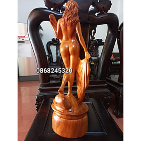 Mua Tượng điêu khắc chân dung cô gái  thiếu nữ trang trí phòng khách bàn làm việc bằng gỗ hương đá  kt cao 50×17×13cm