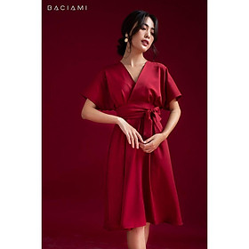 Baciami-Đầm Lụa Cổ Tim Đai Eo
