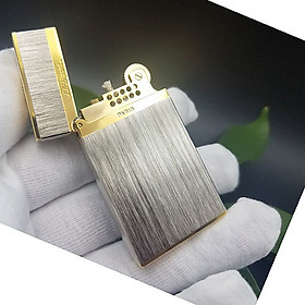 Mua Vỏ Hột Quẹt Bật Lửa Upon DX134B Xăng Đá Họa Tiết Xám Xước Viền Vàng - Dùng Xăng Bấc Đá Cao Cấp Cao Cấp