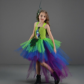 Đầm công chúa cho bé gái hóa trang cosplay halloween mẫu chim công hàng nhập Quảng châu (kèm kẹp tóc)