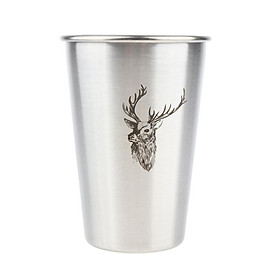Stainless Steel Stackable Cup For Bar Beer Drinking Deer Pattern