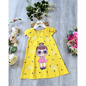 Đầm váy công chúa cho bé gái hình búp bê đáng yêu size 10-32kg chất đũi mịn mát