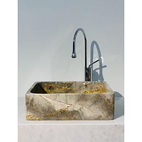 Mua LAVABO ĐẶT BÀN ĐÁ TỰ NHIÊN CHỮ NHẬT NHỎ MÀU VÀNG DĂM KẾT