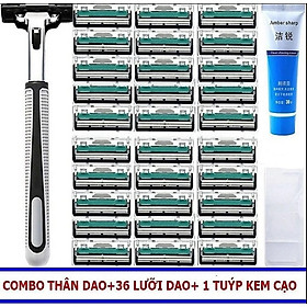 DAO CẠO RÂU 36 LƯỠI tặng kèm 1 dao cạo + 1 tuýp kem cạo râu