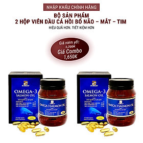 Bộ sản phẩm 2 hộp viên dầu cá hồi nhập khẩu chính hãng OMEGA 3 SALMON