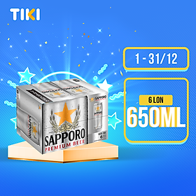 Bia Sapporo Premium - Thùng 6 lon 650ml