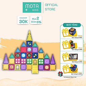 [MJ001 - Mota Montessori] Đồ chơi cho bé Hộp 56 mảnh ghép lắp ráp nam châm mẫu lâu đài - Hàng chính hãng