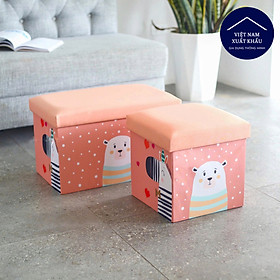 Bộ 2 ghế sofa trẻ em kiêm hộp đựng đồ so cute chất vải oxfort 600d cứng cáp họa tiết kỹ thuật số