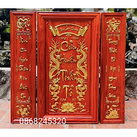 Bộ tranh thờ cửu huyền thất tổ bằng gỗ hương đỏ kt 127×127×4cm 