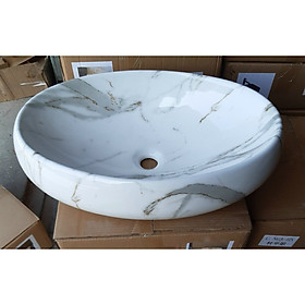 CHẬU LAVABO ĐẶT BÀN ELIP VÂN ĐÁ NHIỀU MÀU CAO CẤP3