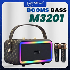 Loa Bluetooth BOOMS BASS M3201 Sang Trọng Công Suất Lớn Bass Cực Căng Kèm 2 Micro Hàng Chính Hãng Bảo Hành 12 Tháng