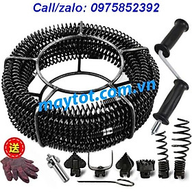 Mua Dây thông tắc cống lò xo dùng tay quay (9m dây thông phi 16  6 đầu thông  1 tay quay)