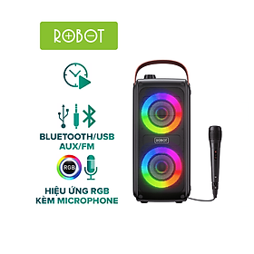 Mua Loa Bluetooth Ngoài Trời Hiệu Ứng Đèn LED ROBOT RB490 - Kèm Micro Karaoke - Công Suất 20W Pin 3.000 mAh - Hàng Chính Hãng