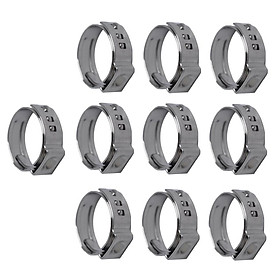 10 Pieces Car Stainless Steel Single Ear Hose Clamps 10 x 20.3-23.5mm