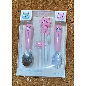 Mua Bộ Thìa-Dĩa-Đũa Cho Bé Tập Ăn-Tập Xúc-Ăn Dặm-Cán Ngắn