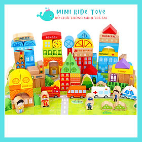 Đồ chơi lắp ghép mô hình giao thông thành phố 100 chi tiết - Đồ chơi gỗ thông minh cho bé